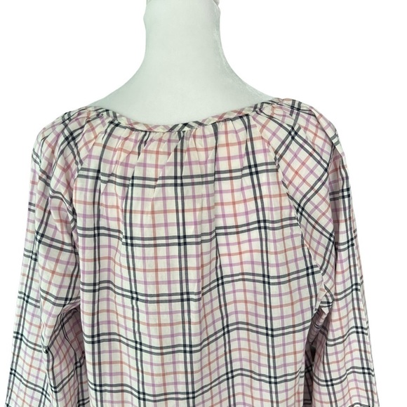 J. Crew - NWT Plaid Ruffle Trim Peasant Top Blouse Sz S - Picture 7 of 11